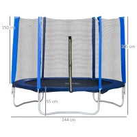 Trampolino Elastico Esterni con Rete di Sicurezza e Pali Imbottiti per Adulti e Bambini, 244x244x205cm