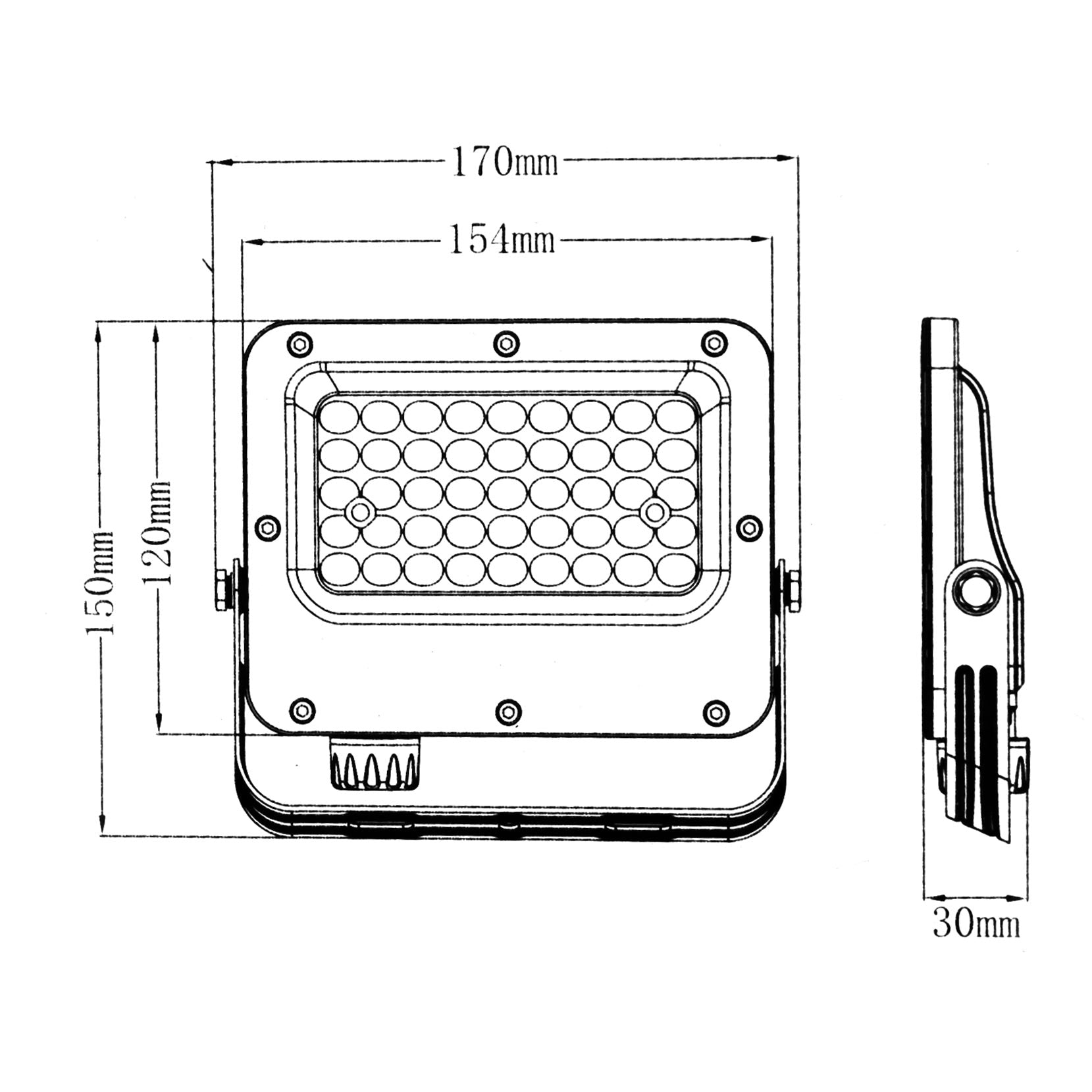 Faro slim per esterno LED IP65 con interruttore CCT da 3000K a 6500K faretto bianco staffa luce giardino insegna tabella 30W