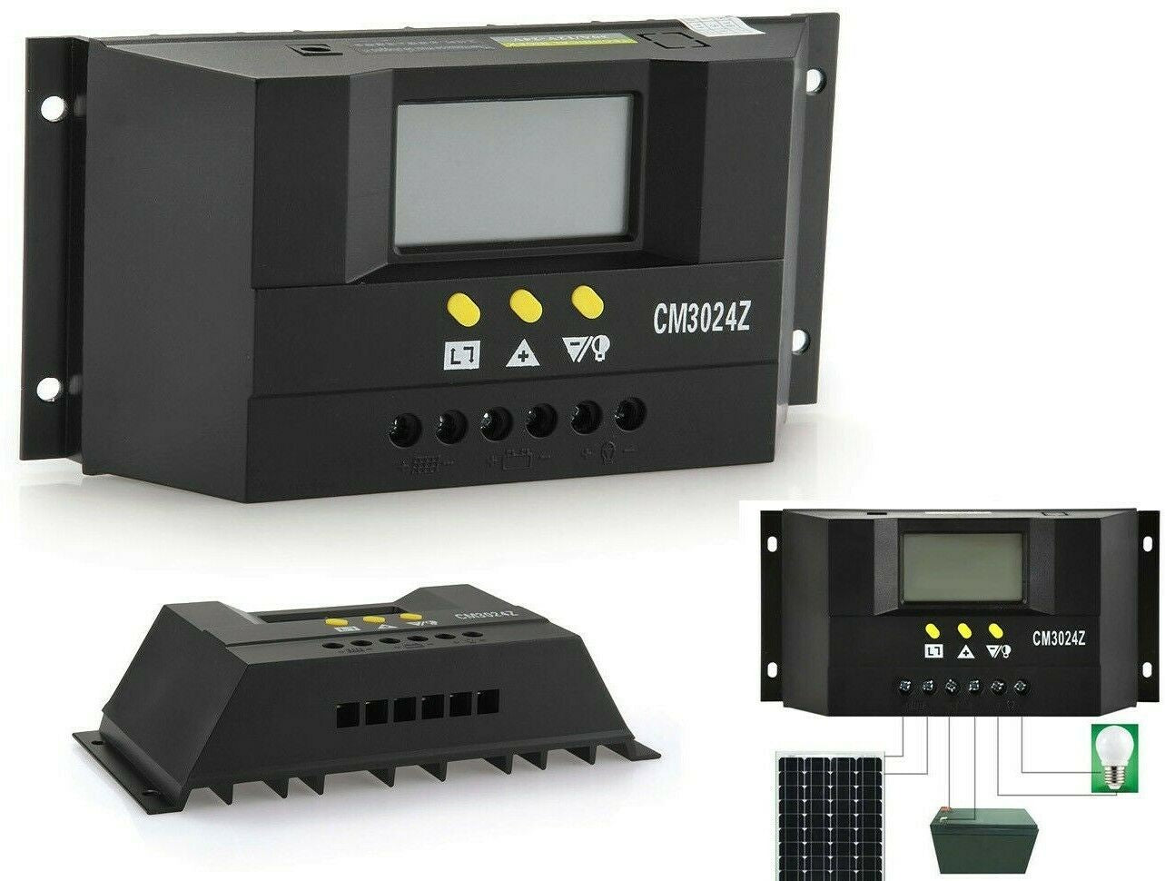 30A Regolatore Di carica solare fotovoltaico LCD 12V /24V Per pannello solare CM3024Z - ZENCOCCO