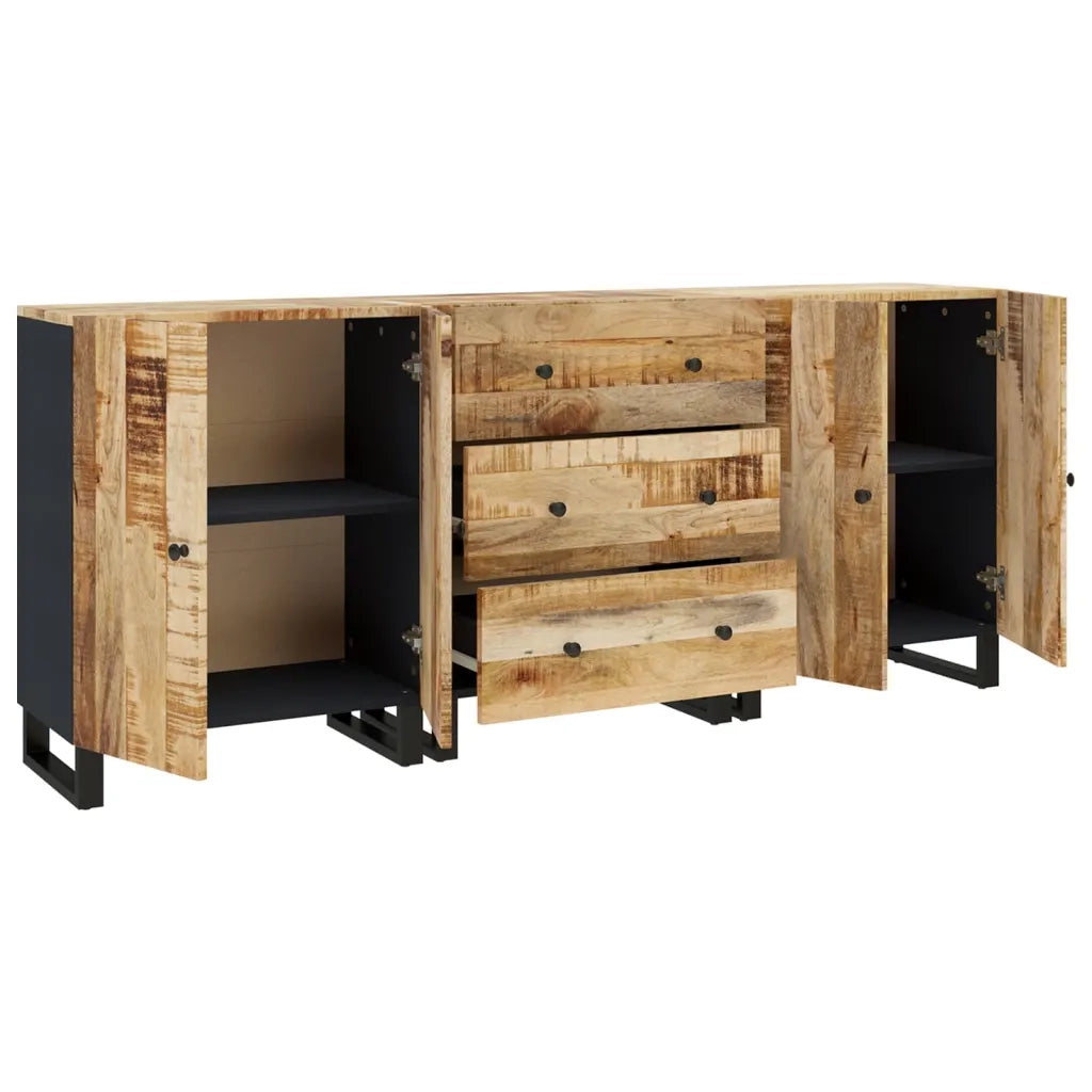 Credenze 3 pz in Legno di Mango Grezzo 3143638