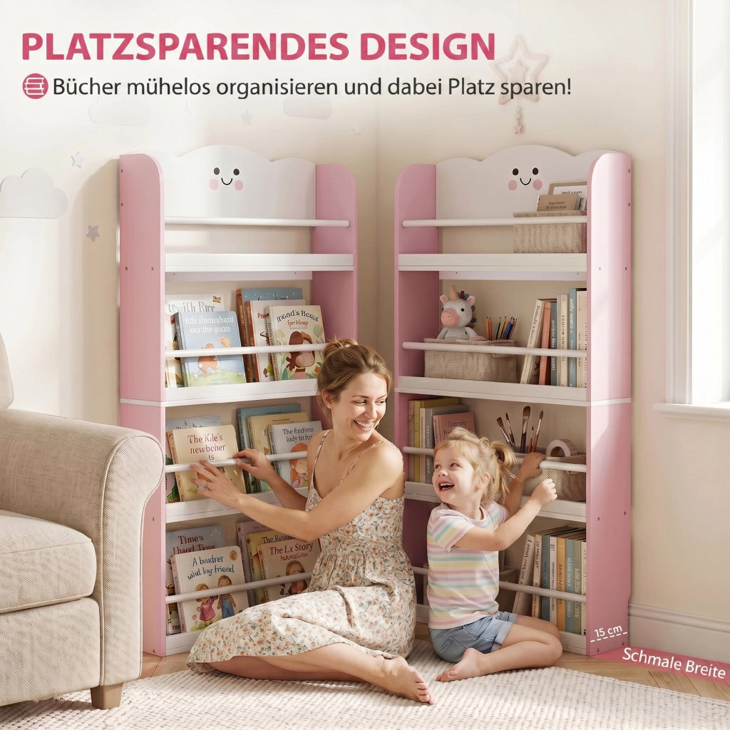 Libreria per bambini 4 livelli ¨C zephmum ¨C rosa 80x24x