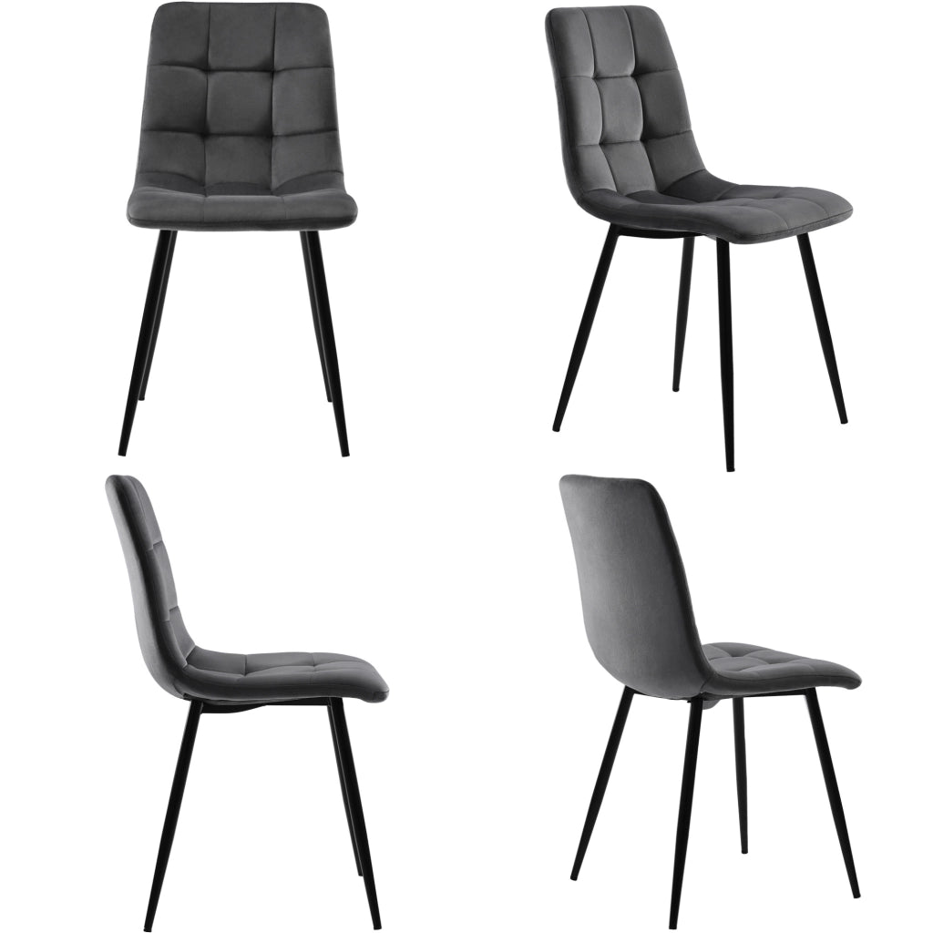 Set da pranzo 80x80x75 cm con 4 sedie; piano in MDF e gambe in ferro; bianco e oro