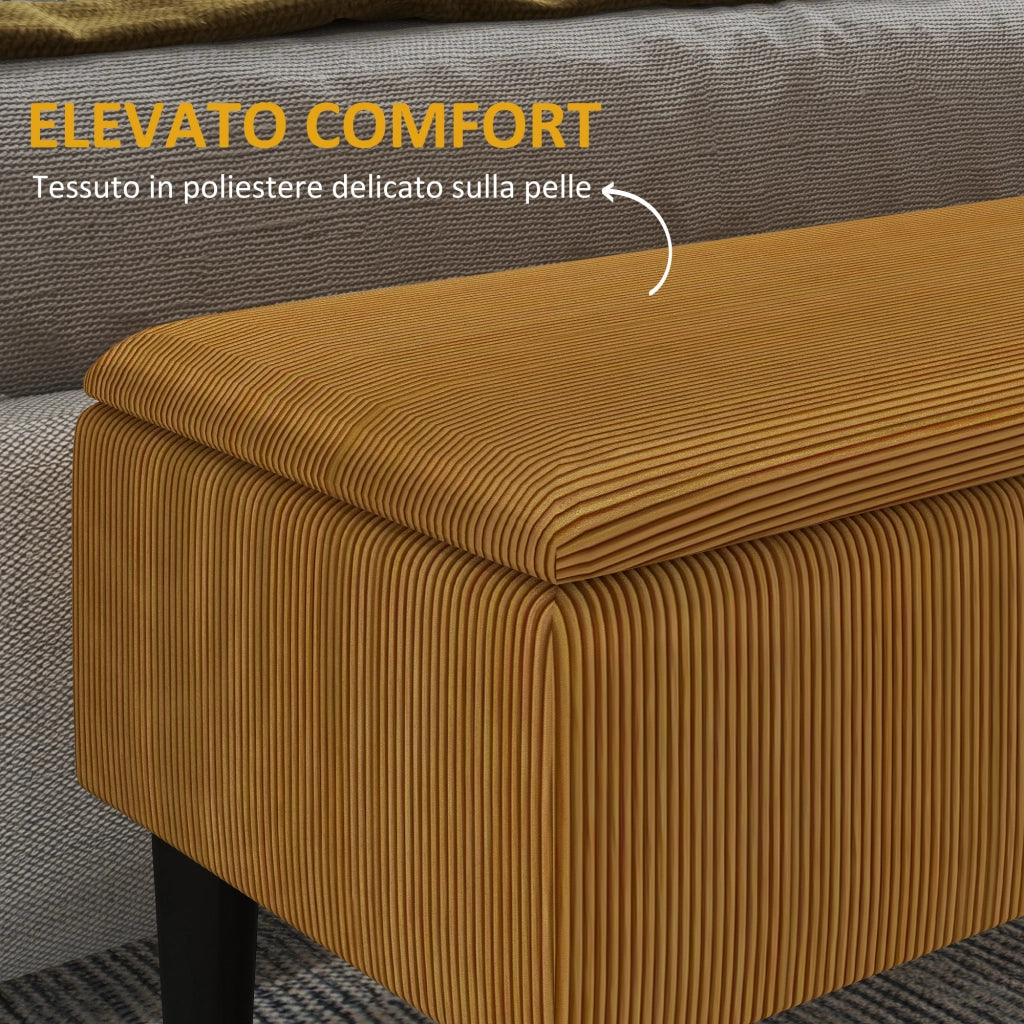 EasyComfort Panca Fondoletto in Poliestere e Legno per Camera da Letto e Ingresso, 95x38x45 cm, Arancione