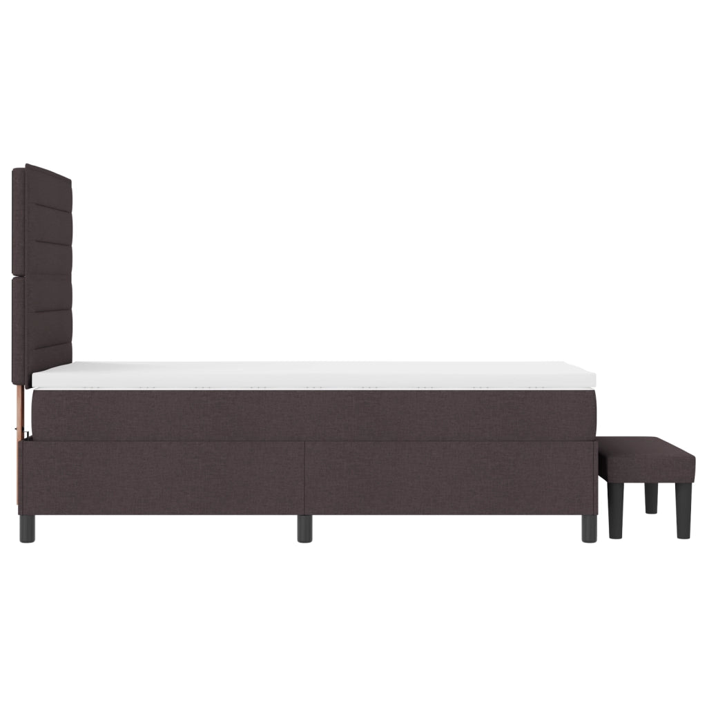 Letto Box Spring con Materasso e Panchina Marrone Scuro 90x200 cm Tessuto