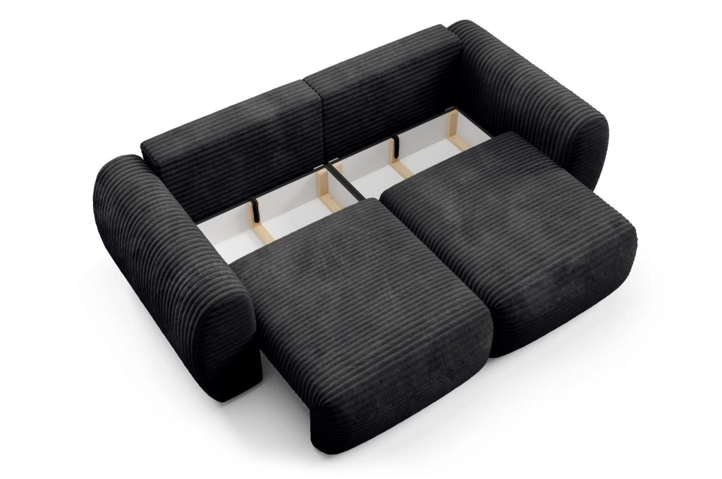 Golgi, Divano Letto 2 Posti Contenitore, 266x121 cm Nero