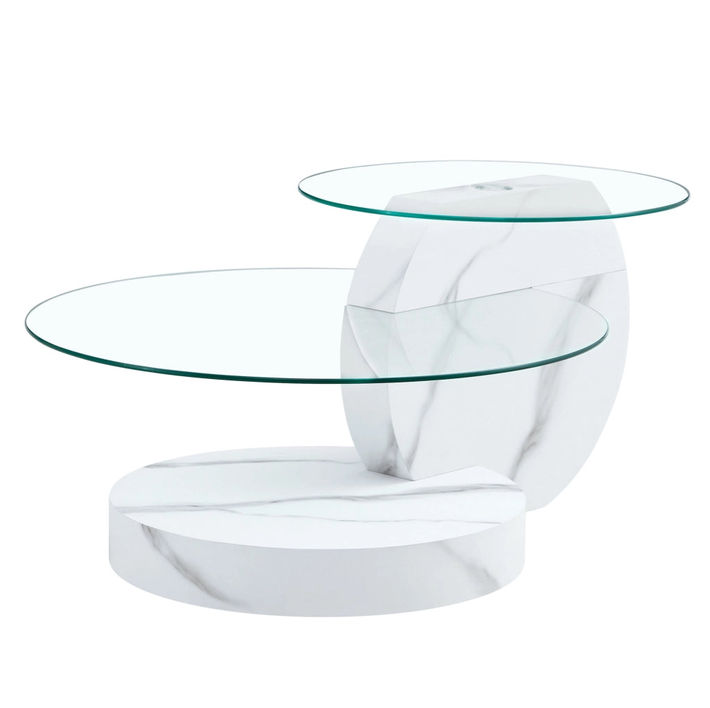 Tavolino basso 78;5x78;5 cm bianco MDF e vetro - ripiani multipli