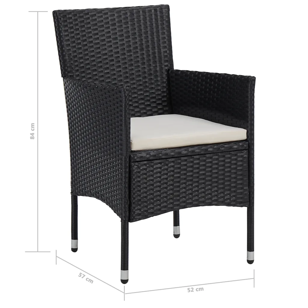 Set Mobili da Pranzo per Giardino 5 pz | Set Salotto da Giardino Nero Polyrattan e Vetro