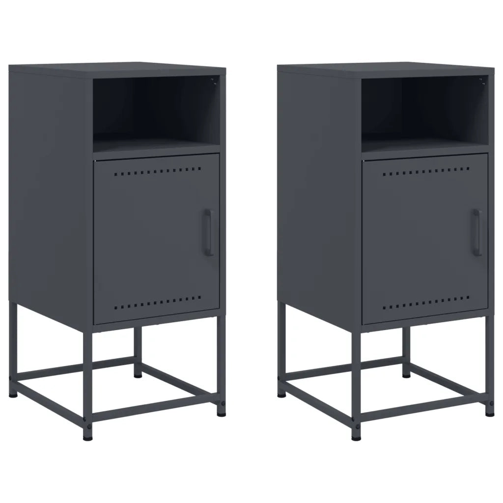 Comodini 2 pz-Set di 2 Tavolino da notte Antracite 36x39x78 cm in Acciaio 402715