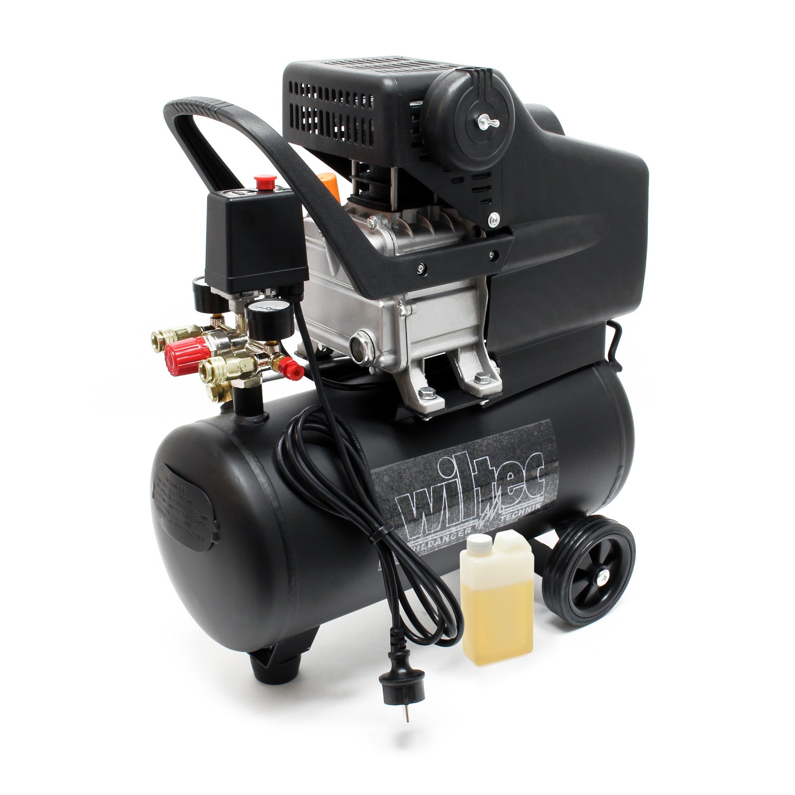 Compressore 24 litri con rotelle motore da 1,1 kW aria compressa da 8 bar