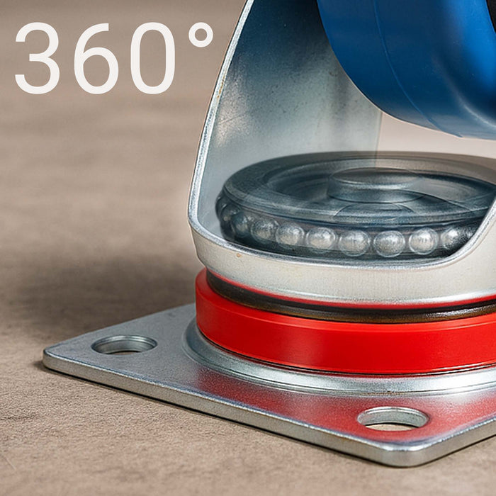 Set 2 Ruote piroettanti senza freno 200mm max 350kg con piastra di montaggio, per carrelli, mobili