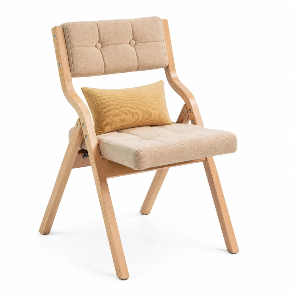 Sedia pieghevole 61x48x77 cm kaki – schienale imbottito, set da 2