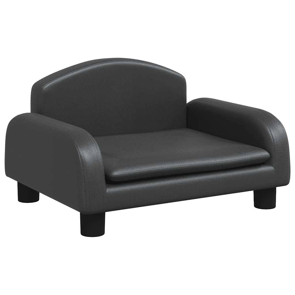 Cuccia per cani a forma di cesto comoda 50 x 40 x 30 cm in similpelle nera 02_0042675