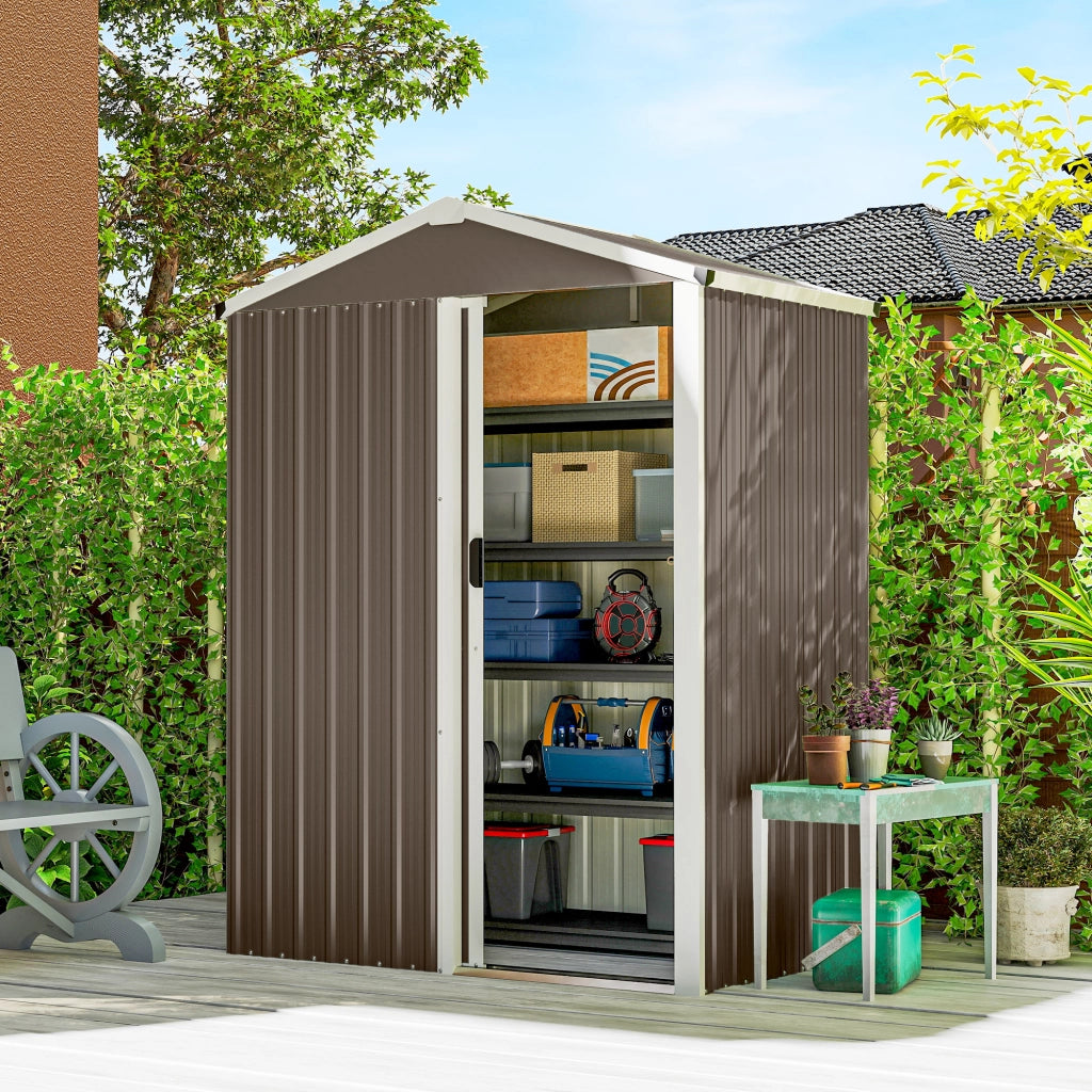 Casetta da Giardino in Acciaio ¨C zephmum ¨C Marrone, 136x87x179 cm