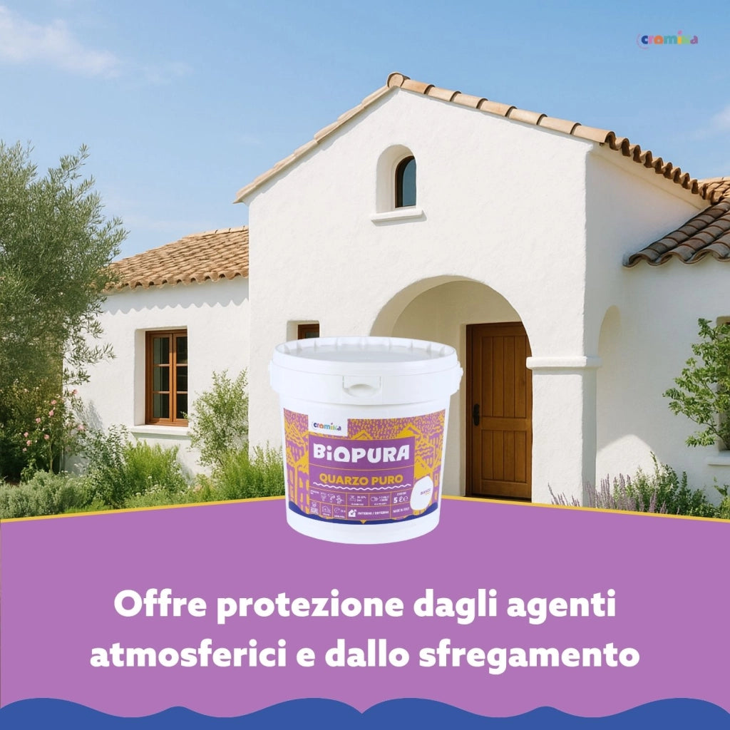 Pittura murale quarzo puro interni esterni finitura opaca linea biopura cromika *** formato 5 lt, confezione 1