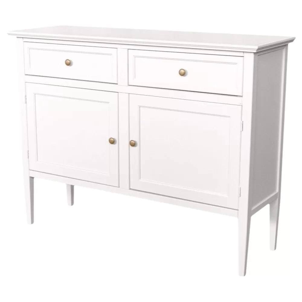 Madia credenza 2 porte 2 cassetti legno shabby bianco 110x35x83 - Mobili 2G