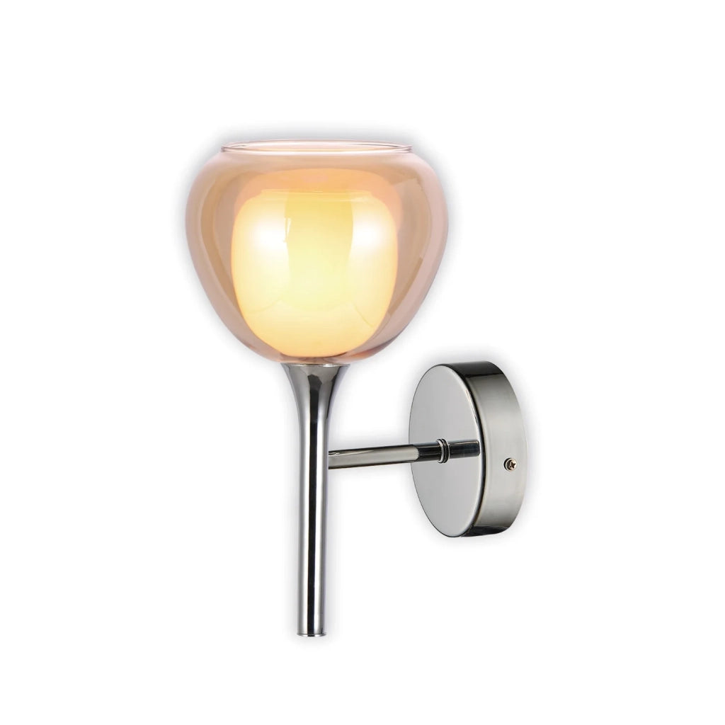 LÚZETE - APPLIQUE DA PARETE 1 LUCE CRISTALLO ESTERNO AMBRA INTERNO BIANCO NOLINA