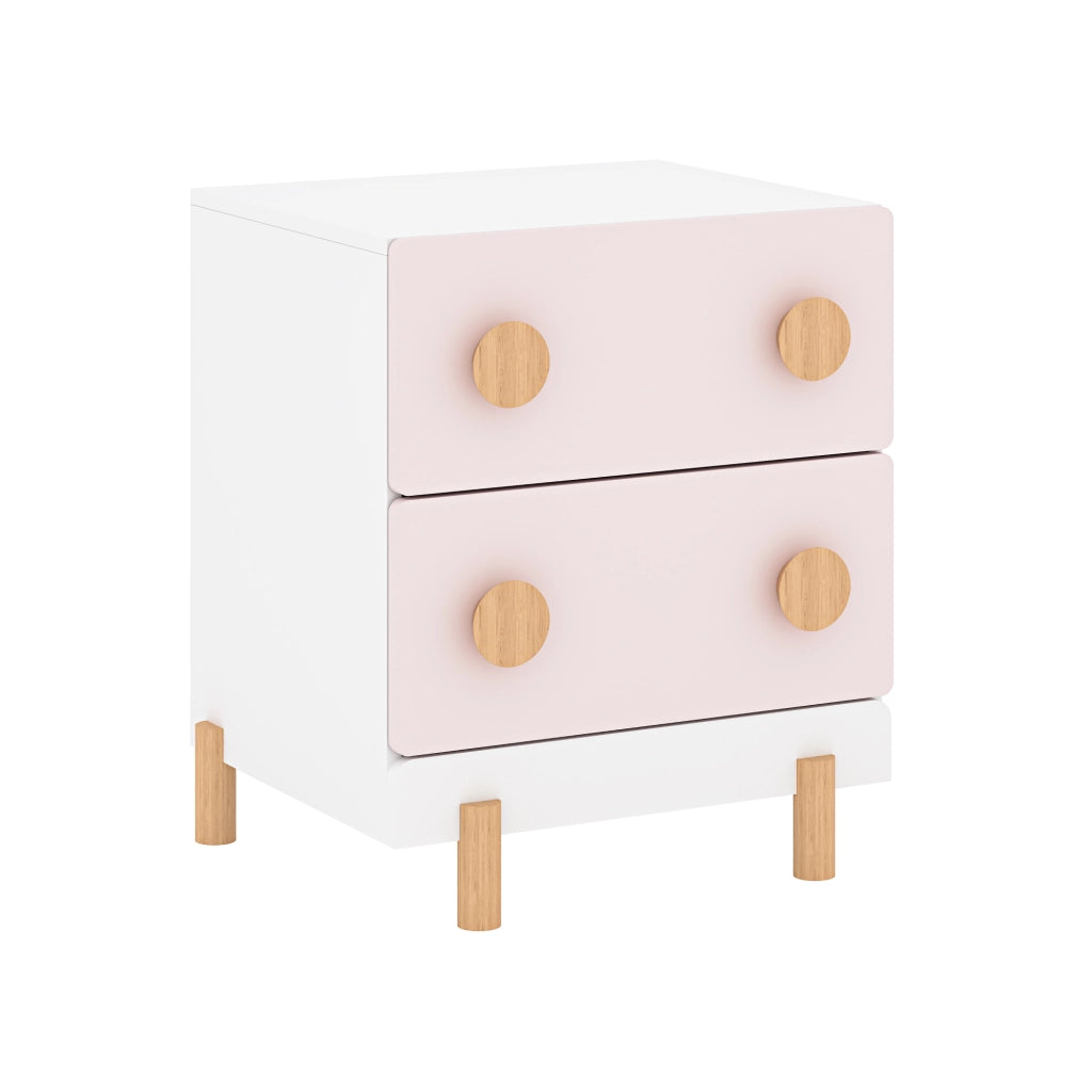 Comodino per Cameretta Vaarentaa con 2 Cassetti 47x40x35 cm - Bianco/Rosa [en.casa]