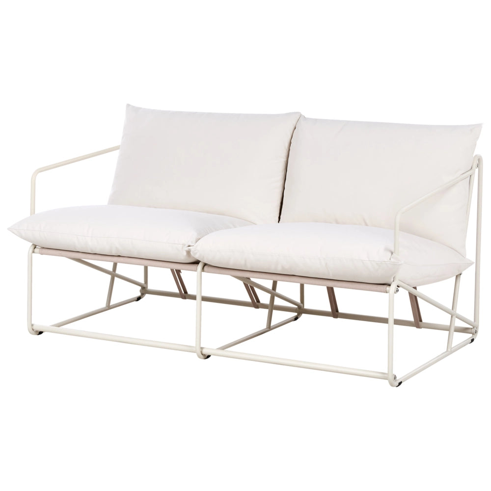 Divano basso oversize in metallo con cuscini schienale e seduta Arredamento da interno ed esterno senza braccioli da giardino beige chiaro