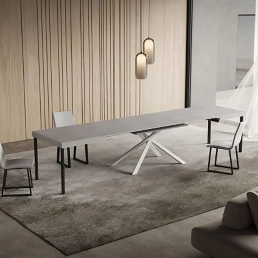 Tavolo allungabile 120/224x90 cm Niket cashmere gambe bianche