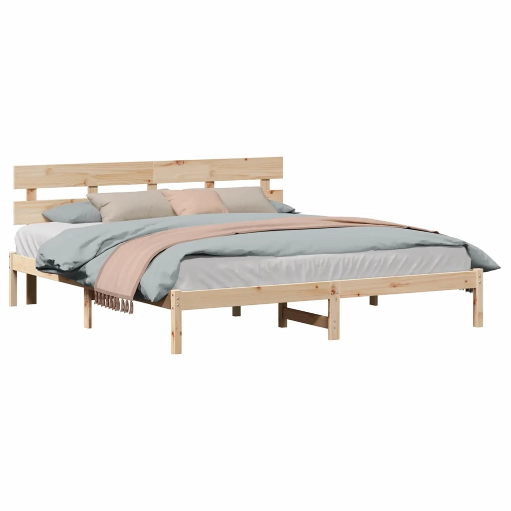 Struttura del letto Marrone 200 x 200 cm Legno massello di pino