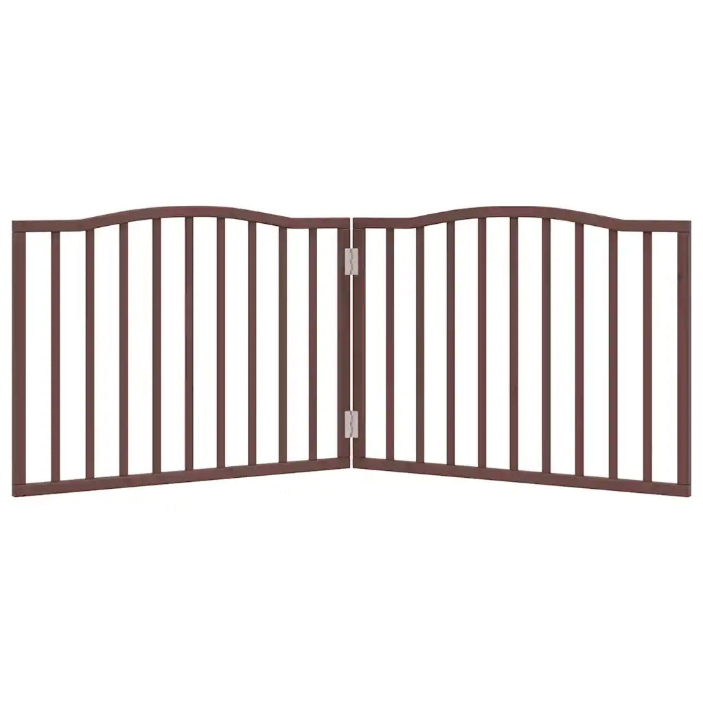 Cancello Cani Pieghevole 2 Pannelli Marrone 160cm Legno Pioppo 352232