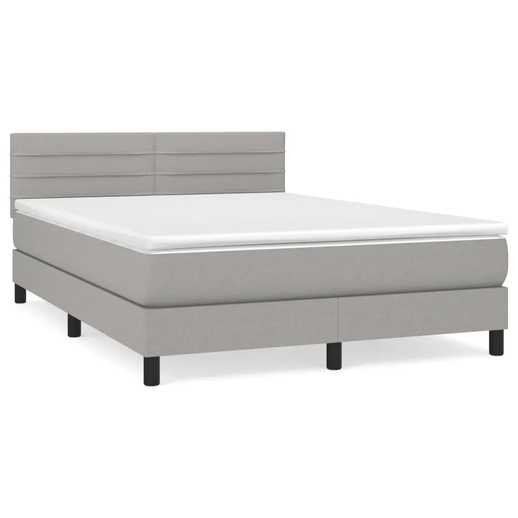 Giroletto a Molle con Materasso Grigio Chiaro 140x200cm Tessuto cod mxl 47224