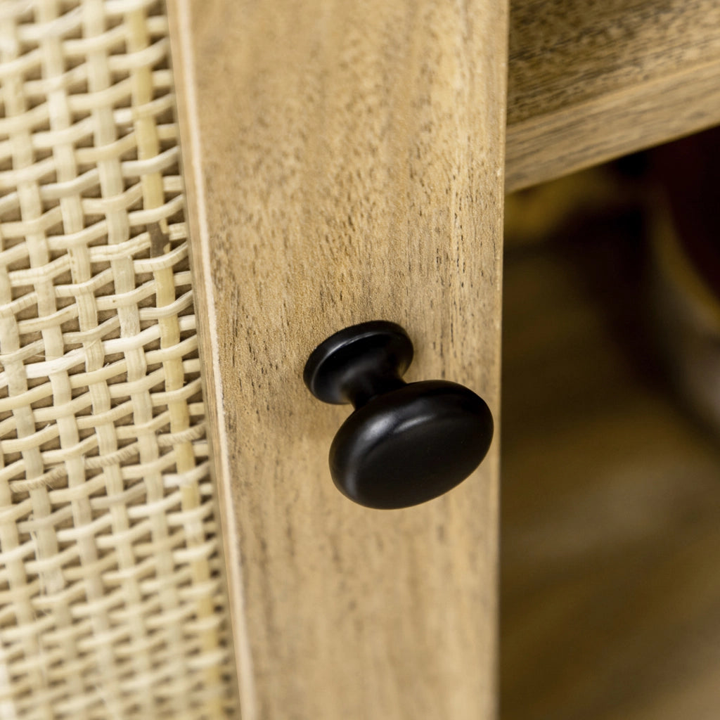 Tavolo da cucina con porta in rattan e 2 ripiani ¨C Minimal ¨C 80x39x70 cm naturale
