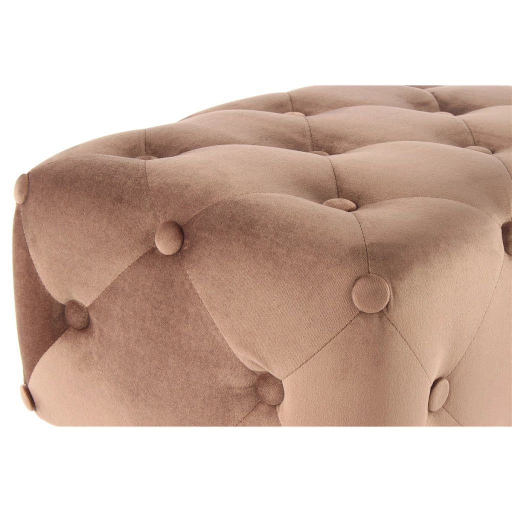 Pouf imbottito Piano in velluto rosa antico stile Chesterfield