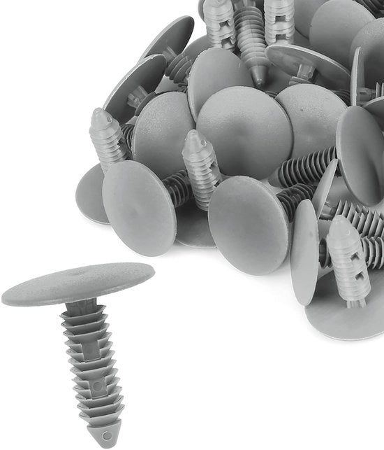Impugnature per pannelli set da 40 - Plastica - Adatto per diametro foro 8 mm - Lunghezza complessiva 30 mm - Diametro testa 25 mm - Per auto/moto - Viti selfa a testa espansa