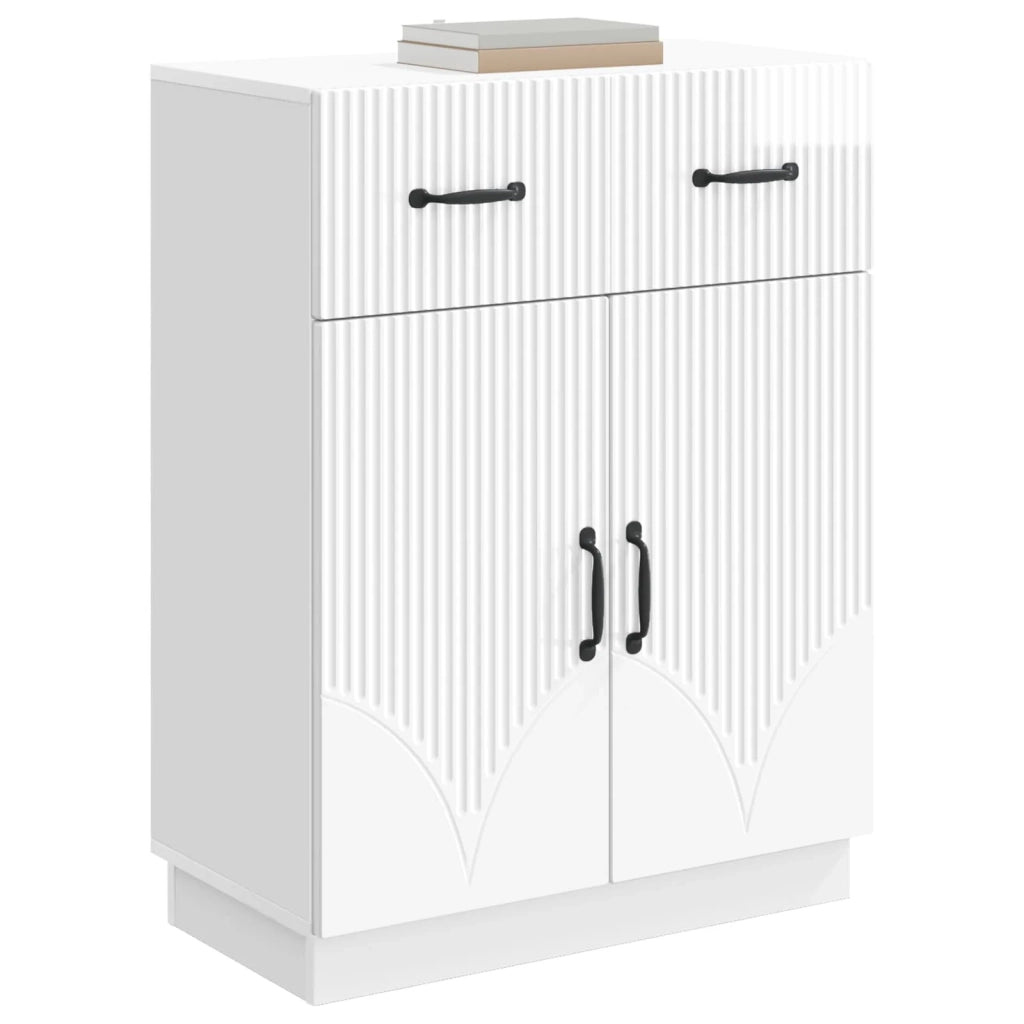 Credenza Bianco Lucido 66 x 34,5 x 87 cm Legno ingegnerizzato