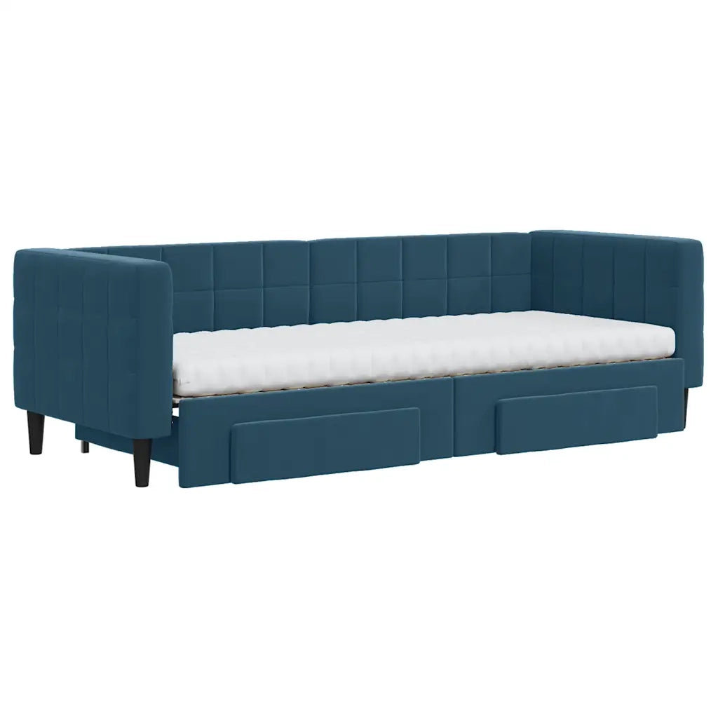 Divano Letto Estraibile con Cassetti Blu 80x200 cm in Velluto 3196755