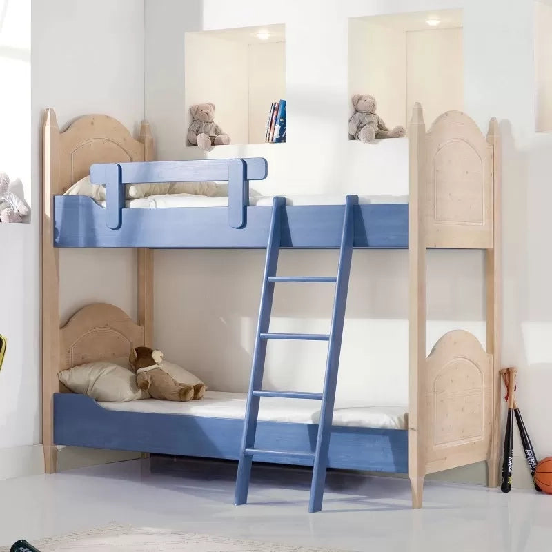 Letto a castello legno abete shabby azzurro e miele 93x205x186 (2232) - Mobili 2G