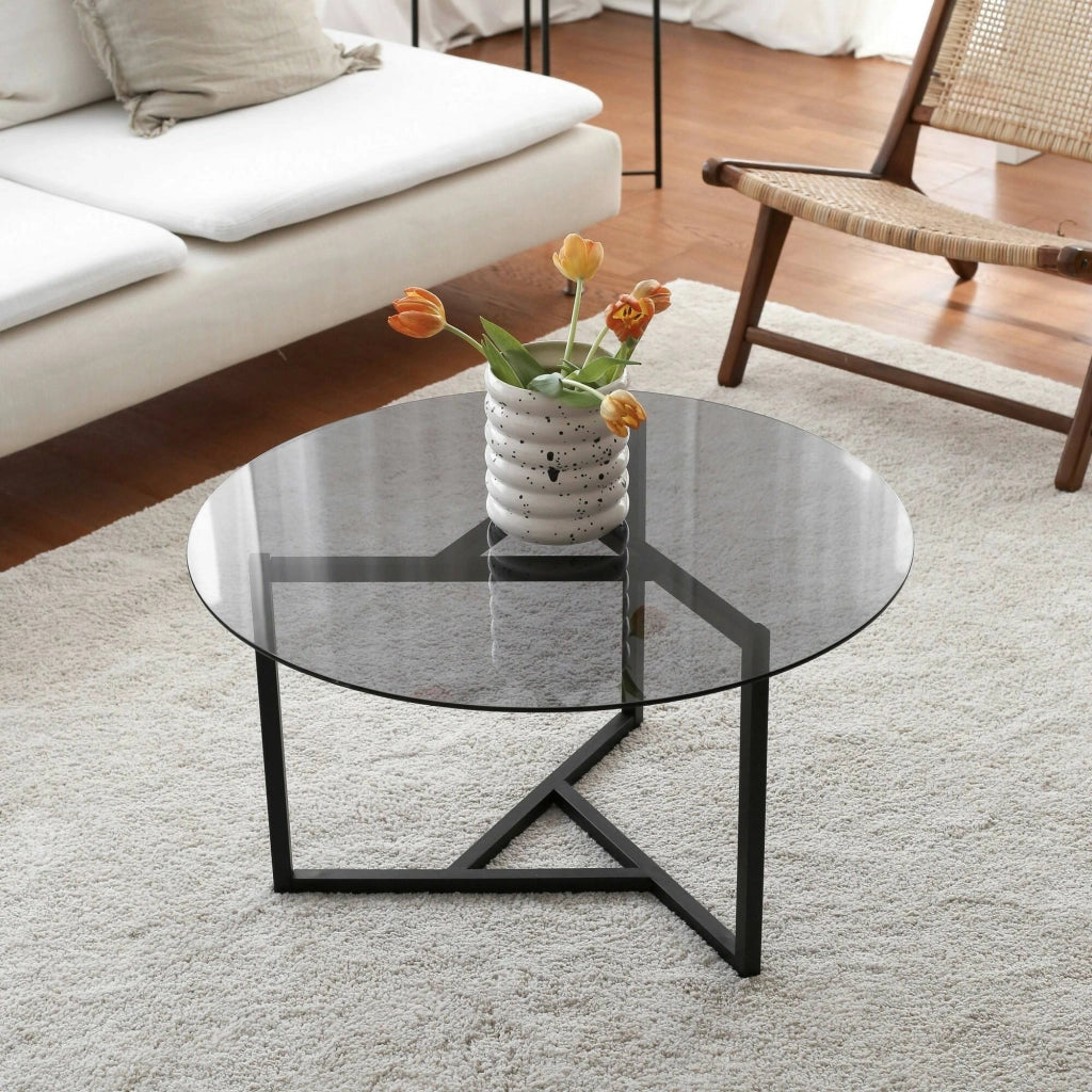 Esperia, Tavolino da Salotto Forma Rotonda, 75x75x42h cm Grigio Tortora