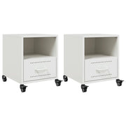 Set di 2 Comodini | Armadio da Notte | Mobiletto da notte Bianchi 36x39x43,5 cm in Acciaio