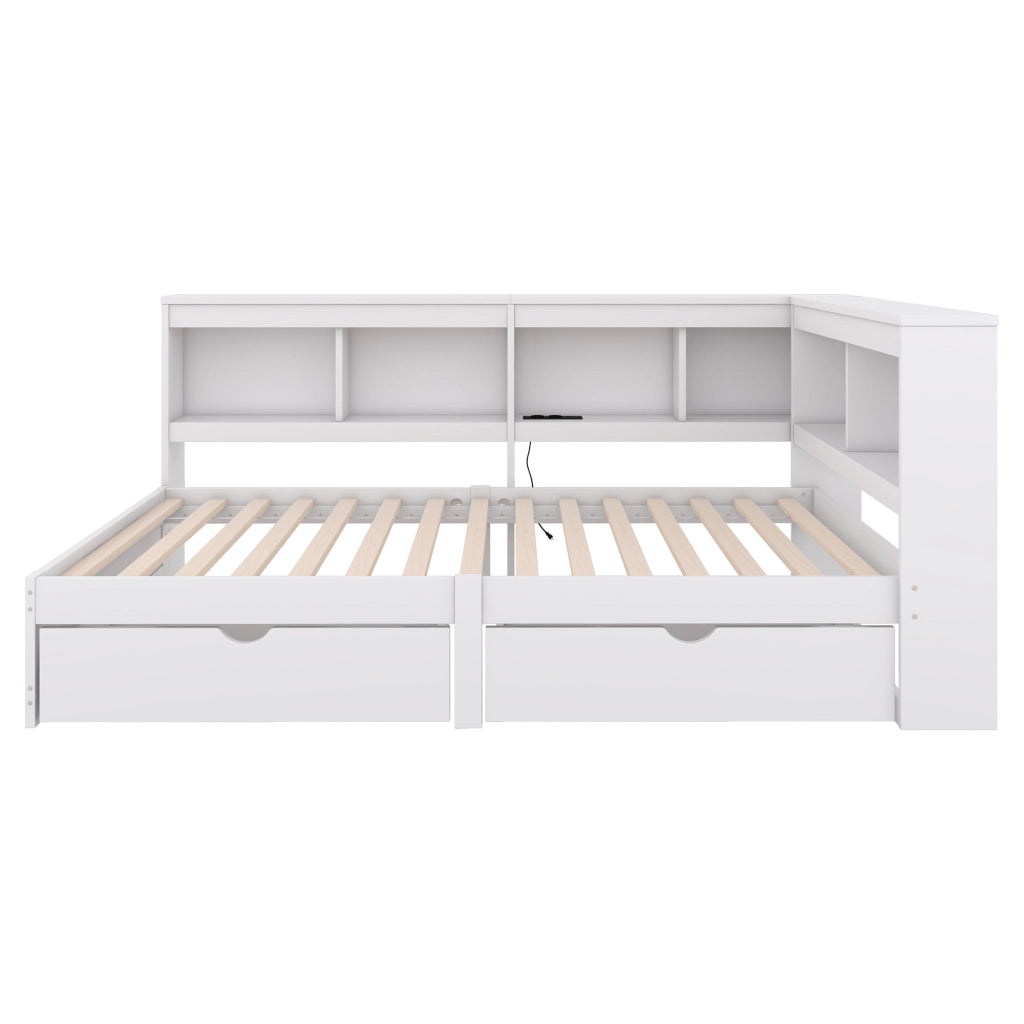 Divano letto 90x200 cm con 2 cassetti; presa e 2 porte USB; bianco