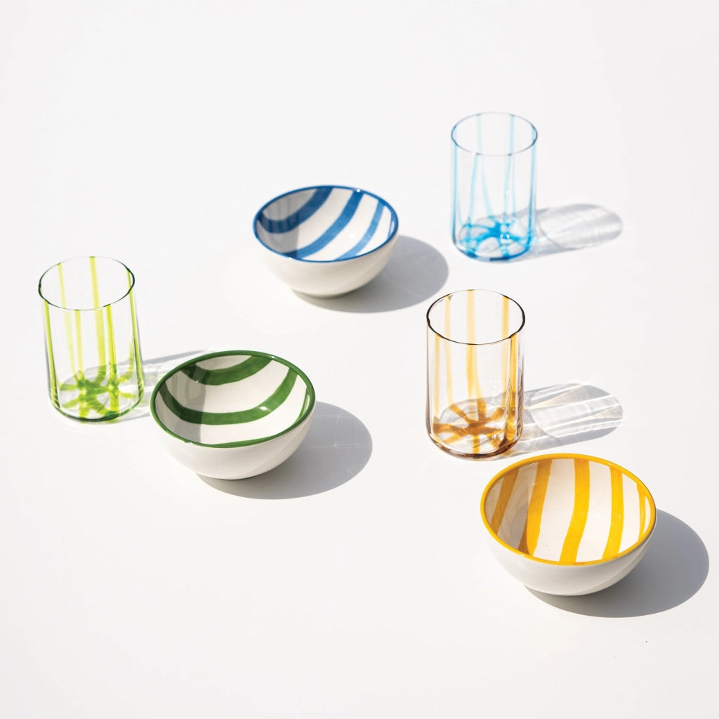 Zafferano Set 6 Bicchieri Tumbler Tirache in vetro colorato lavorato a mano, tonalità Ambra, design elegante e raffinato per la tua tavola