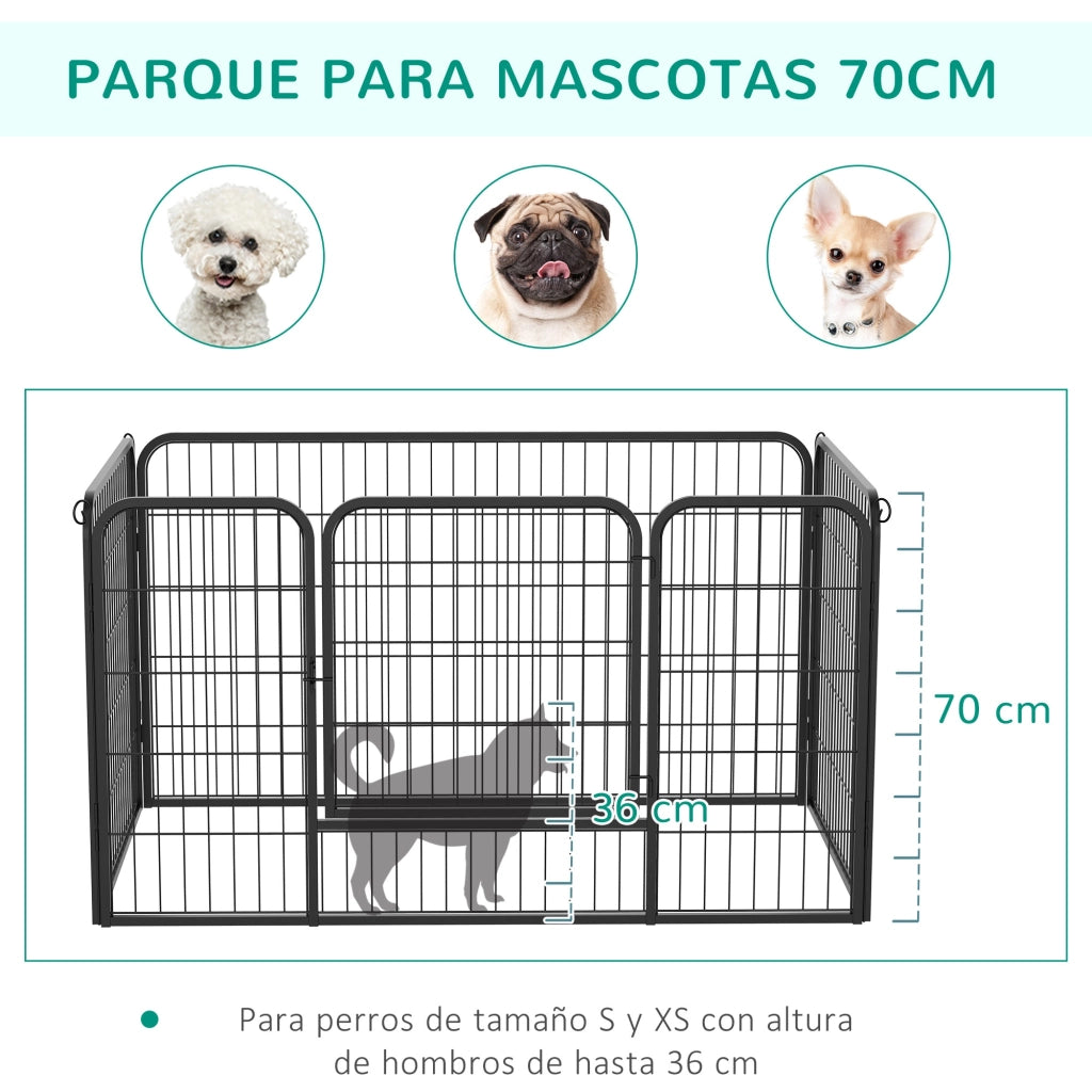 Recinto per Cani 4 Pannelli in Metallo con Porta ¨C zephmum ¨C Nero 125x80x70 cm