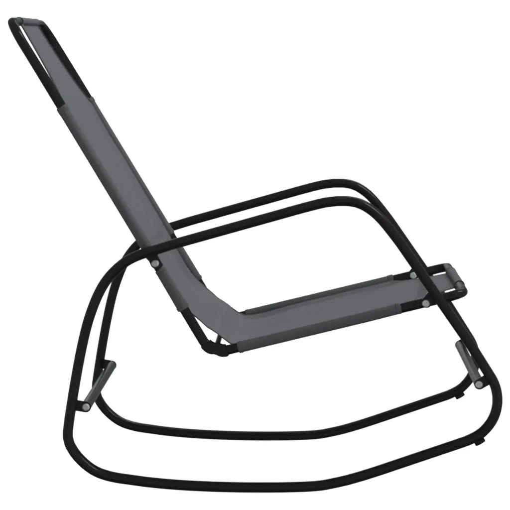 Lettini PrendiLettino sole | Sdraio da giardino | Lettino da sole a Dondolo 2 pz in Acciaio e Textilene Grigio