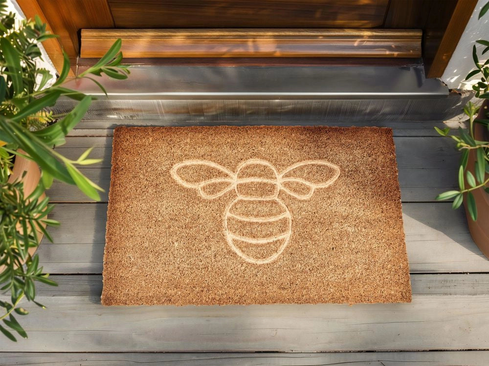 Zerbino in fibra di cocco naturale con fondo in PVC antiscivolo 40 x 60 cm Testo della casa Motivo moderno per interni