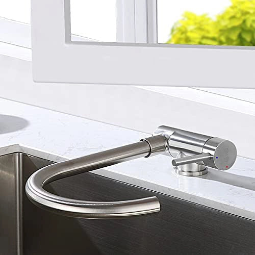 Rubinetto miscelatore per cucina abbattibile sottofinestra acciaio inox satinato/opaco
