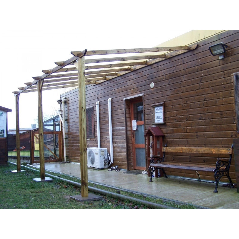 Carport da giardino adossato in legno 300x500 cm – Tettoia auto, pergola con 3 pali – travi da coprire – autoclave – CAR3050AM Foresta