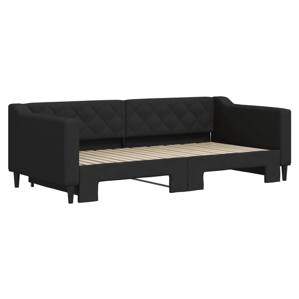Divano letto | Sof¨¤ letto | Letto singolo Estraibile Nero 90x190 cm in Tessuto