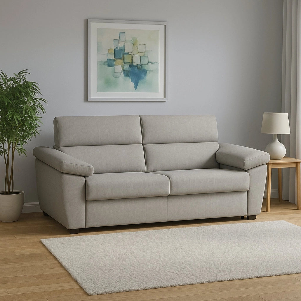 Fisciano, Divano Letto 2 Posti Sfoderabile Made in Italy, 205x95 cm Grigio Chiaro
