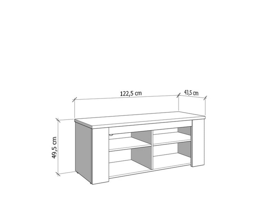 Castalda, Mobile Porta tv 3 Ripiani, 122.5x43.5x49.5h cm Bianco Larice