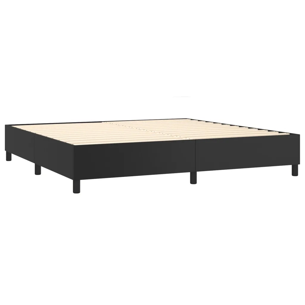Giroletto a Molle con Materasso e LED Nero 200x200cm Similpelle cod mxl 61132