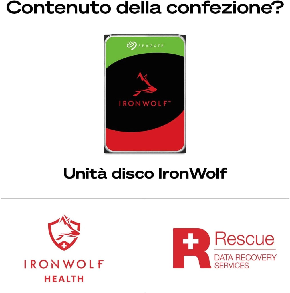 IronWolf 8TB, Unità disco interna, per NAS RAID, NAS, 3.5", SATA 6 GB/s, 7200 RPM, FFP, Data Rescue Service (ST8000VNZ02)