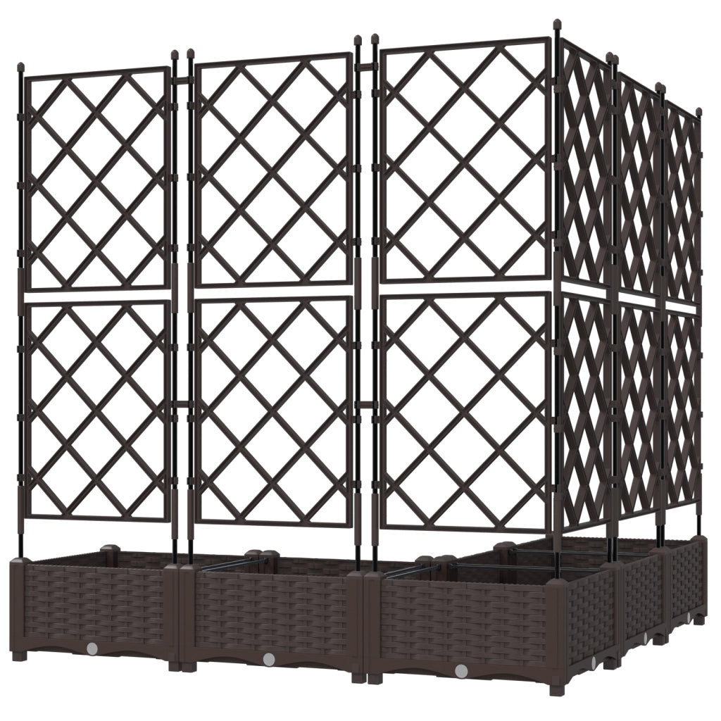 Fioriera da Giardino con Trellis 5 pezzi Marrone 120x120x125,5 cm