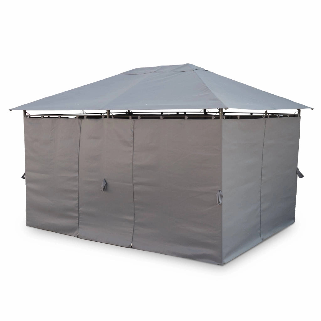 Gazebo da giardino 3x4m struttura in alluminio con tende scorrevoli,