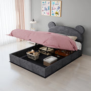 letto imbottito tessuto metallo grigio 140 x 200 cm