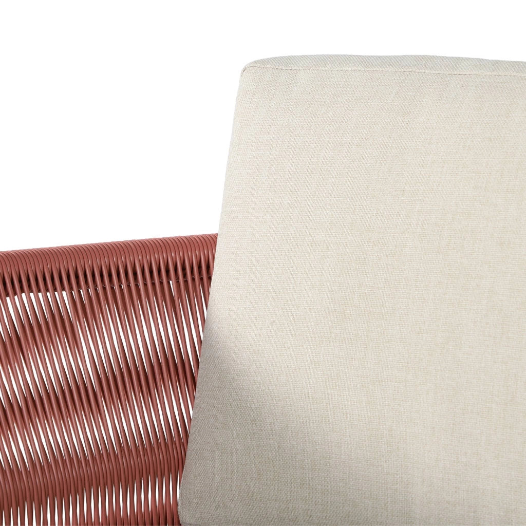 Salotto da giardino angolare in acciaio e corde, 4 posti, beige